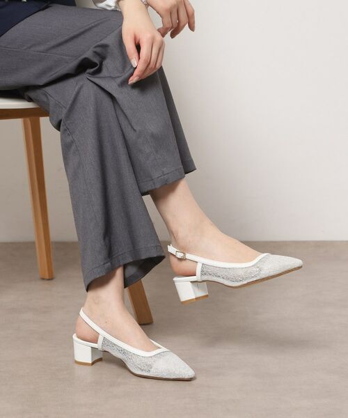 ESPERANZA / エスペランサ パンプス | ラメチュールバックストラップパンプス(ホワイト(901))