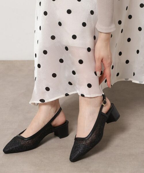 ESPERANZA / エスペランサ パンプス | ラメチュールバックストラップパンプス(ブラック(919))