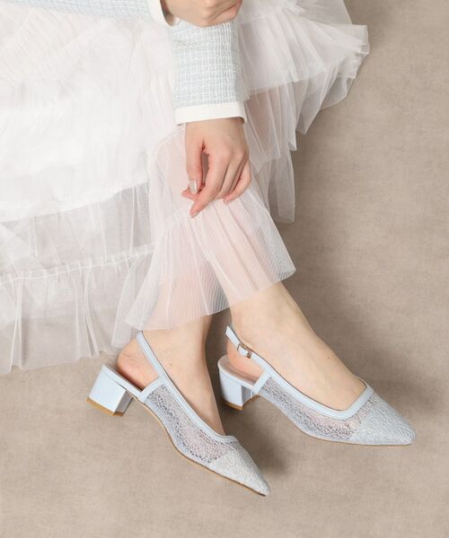 ESPERANZA / エスペランサ パンプス | ラメチュールバックストラップパンプス(ブルー(992))