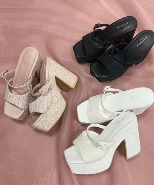 ESPERANZA / エスペランサ サンダル | 【新シリーズ/ラク盛りサンダル】脚長美脚 グリッターソールツイードミュール　26SS | 詳細24