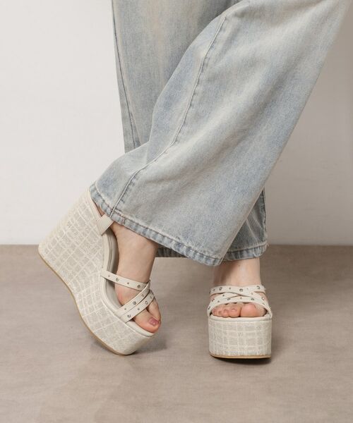 ESPERANZA / エスペランサ サンダル | ビジュースタッズウェッジサンダル（ベージュ(052)）