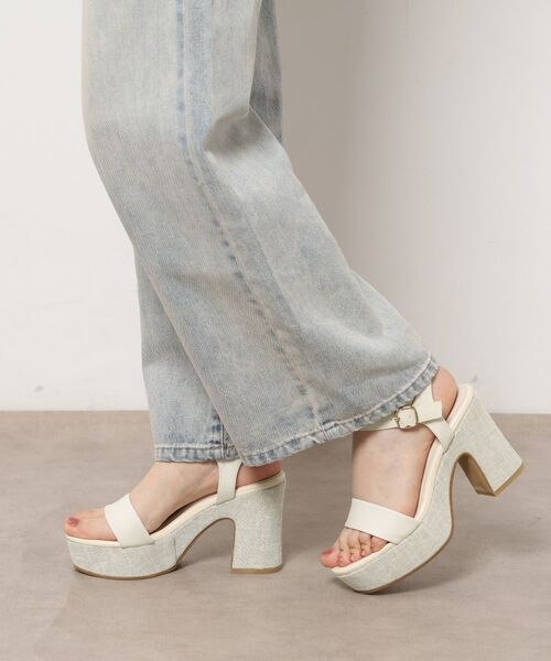 ESPERANZA / エスペランサ サンダル | ウェッジソールソフトスクエアサンダル（アイボリー(304)）