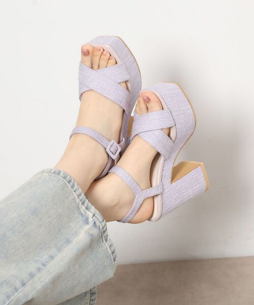 ESPERANZA / エスペランサ サンダル | 【ラク盛り／サンダル】 リピーター続出／脚長美脚 ツイードサンダル（パープル(383)）