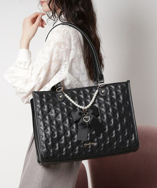 ESPERANZA / エスペランサ トートバッグ | リボンキルティングトート（ブラック(019)）