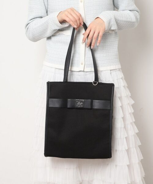 ESPERANZA / エスペランサ トートバッグ | 【新生活・新学期】フロントプレート使い縦型トート（ブラック(019)）