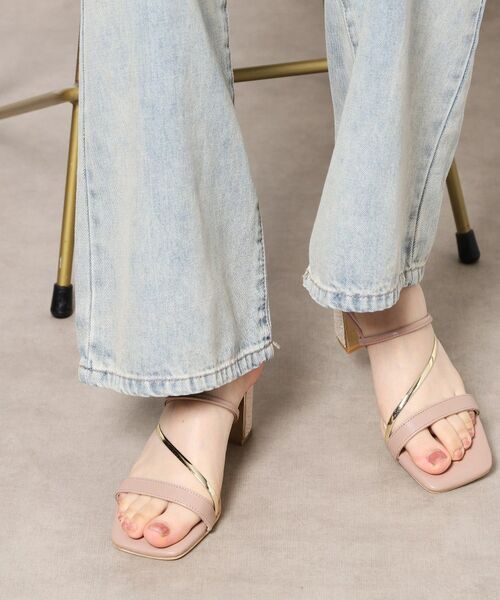 ESPERANZA / エスペランサ サンダル | ゴールドラインミュールサンダル（ピンク(072)）