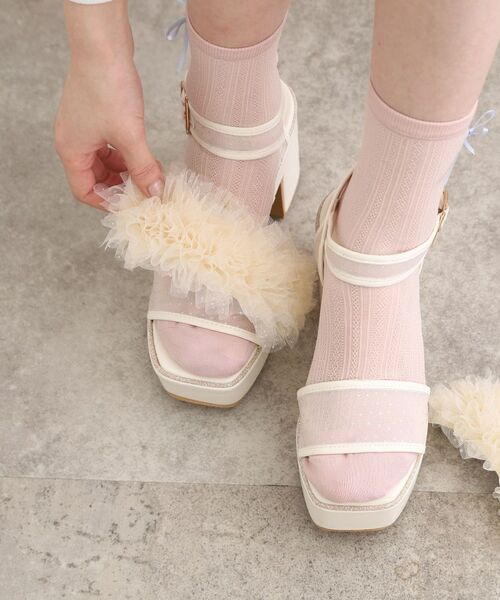 ESPERANZA / エスペランサ サンダル | 2WAYフリルナチュ盛りサンダル(アイボリー(004))