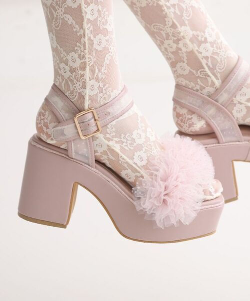 ESPERANZA / エスペランサ サンダル | 2WAYフリルナチュ盛りサンダル(ピンク(072))