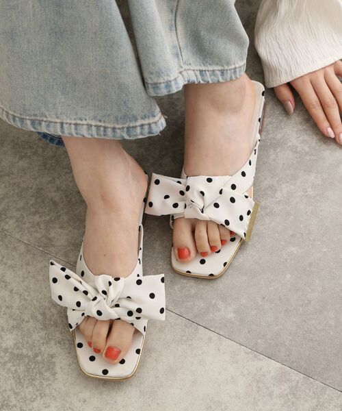 ESPERANZA / エスペランサ サンダル | リボンクリアヒールサンダル(ホワイト(901))