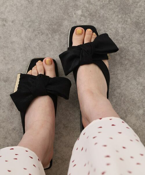 ESPERANZA / エスペランサ サンダル | リボンクリアヒールサンダル(ブラック(319))