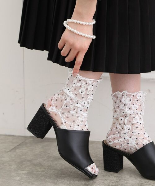 ESPERANZA / エスペランサ サンダル | スクエアブロックヒールミュール（ブラック(319)）