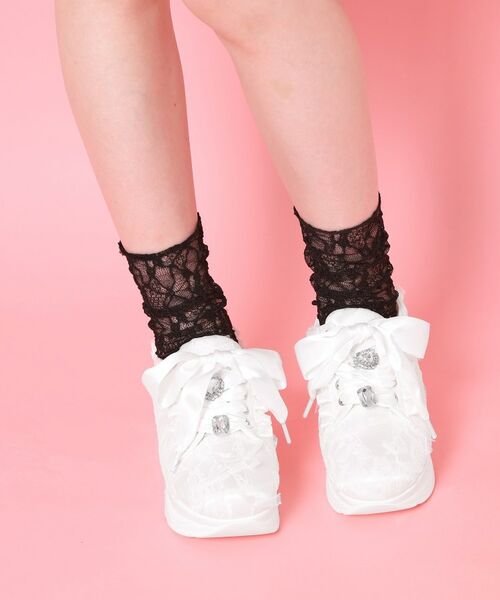 ESPERANZA / エスペランサ スニーカー | 厚底ガーリーリボンレーススニーカー（ホワイト(301)）