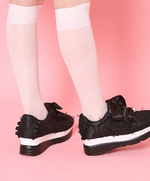 ESPERANZA / エスペランサ スニーカー | 厚底ガーリーリボンレーススニーカー（ブラック(319)）