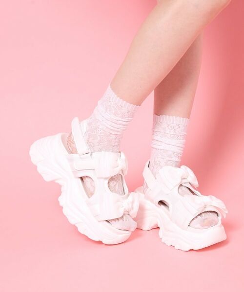 ESPERANZA / エスペランサ サンダル | 厚底ダブルリボンガーリーサンダル（アイボリー(004)）