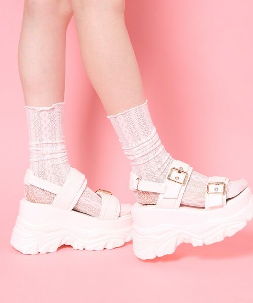 ESPERANZA / エスペランサ サンダル | 厚底ダブルベルトサンダル（ホワイト(001)）
