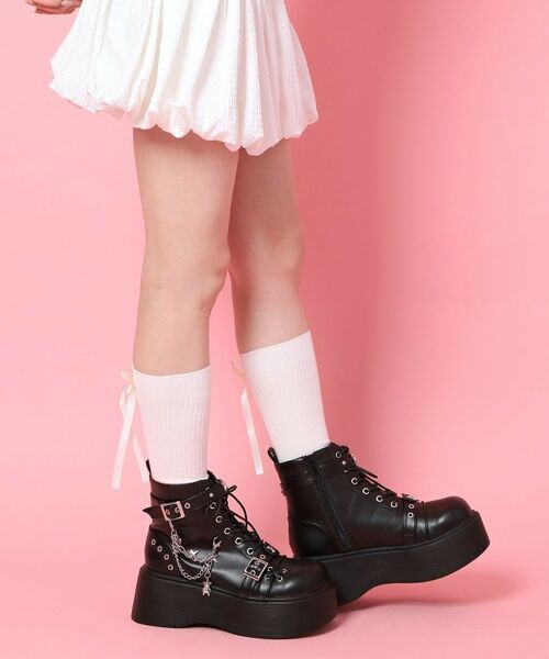 ESPERANZA / エスペランサ ブーツ（ショート丈） | 厚底レースアップ地雷系闇病みかわブーツ | 詳細1