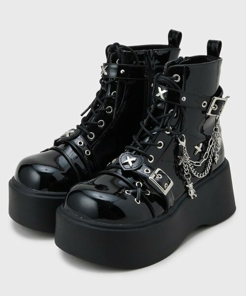 ESPERANZA / エスペランサ ブーツ（ショート丈） | 厚底レースアップ地雷系闇病みかわブーツ | 詳細11