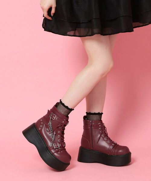 ESPERANZA / エスペランサ ブーツ（ショート丈） | 厚底レースアップ地雷系闇病みかわブーツ | 詳細5