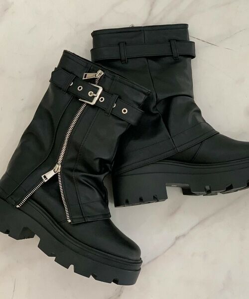 ESPERANZA / エスペランサ ブーツ（ショート丈） | ベルト付きカバーブーツ（ブラック(019)）