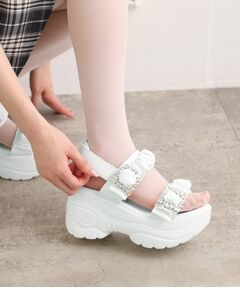 ESPERANZA / エスペランサ サンダル | 厚底キラキラパーツシャーリングサンダル