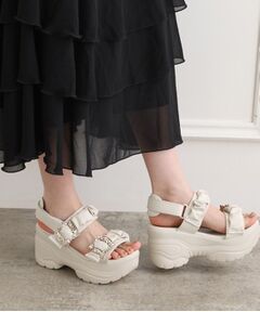 ESPERANZA / エスペランサ サンダル | 厚底キラキラパーツシャーリングサンダル