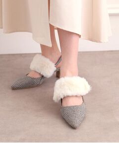 ESPERANZA / エスペランサ パンプス | ファー付き2WAYスリングバックミュールパンプス