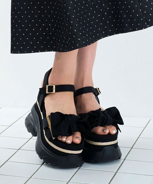 ESPERANZA / エスペランサ サンダル | 【SPORTS SANDAL COLLECTION】グリッターラインリボンスポサン（ブラック(319)）