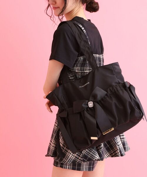 ESPERANZA / エスペランサ トートバッグ | キャリーオンベルト付リボントートバッグ（ブラック(019)）