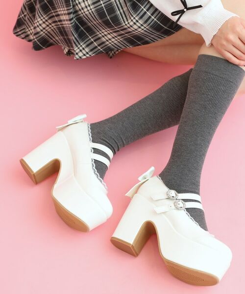 ESPERANZA / エスペランサ パンプス | 厚底バックリボンパンプス(アイボリー(204))