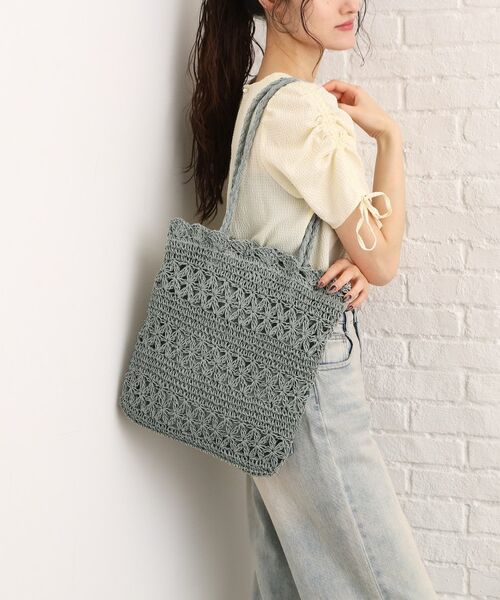 ESPERANZA / エスペランサ トートバッグ | フラワーデザインフラットトート（グリーン(922)）