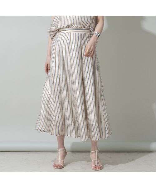 EUCLAID/エウクレイド シアーストライプフレアスカート【セットアップ可】 オフ F EUCLAID/エウクレイド シアーストライプフレアスカート【セットアップ可】 オフ F