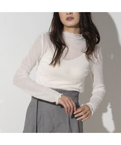 シアーリブボトルネックカットソー