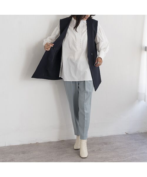 EUCLAID / エウクレイド ベスト | ダブルボタンノーカラージレ | 詳細1