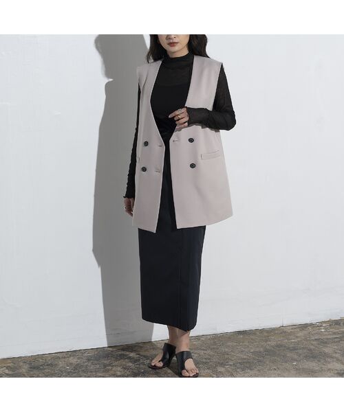 EUCLAID / エウクレイド ベスト | ダブルボタンノーカラージレ | 詳細10