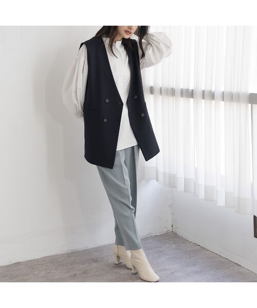 EUCLAID / エウクレイド ベスト | ダブルボタンノーカラージレ | 詳細3