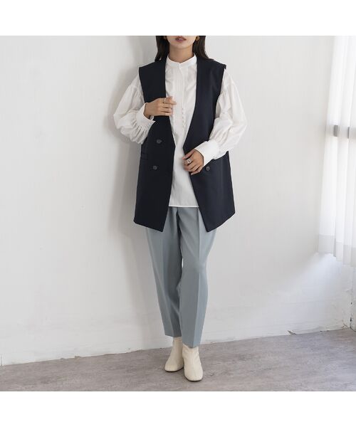 EUCLAID / エウクレイド ベスト | ダブルボタンノーカラージレ | 詳細4