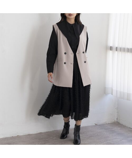 EUCLAID / エウクレイド ベスト | ダブルボタンノーカラージレ | 詳細6