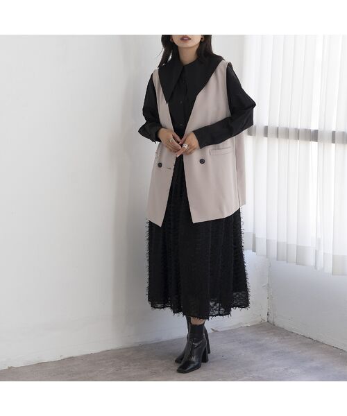 EUCLAID / エウクレイド ベスト | ダブルボタンノーカラージレ | 詳細7