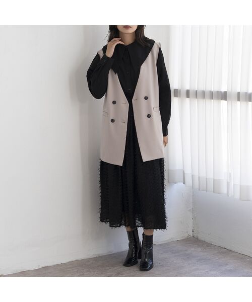 EUCLAID / エウクレイド ベスト | ダブルボタンノーカラージレ | 詳細8