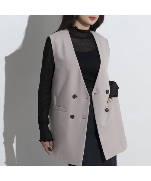 EUCLAID / エウクレイド ベスト | ダブルボタンノーカラージレ | 詳細9