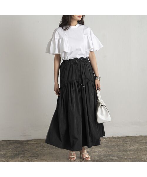 EUCLAID / エウクレイド ミニ・ひざ丈スカート | 撥水タフタギャザースカート | 詳細1