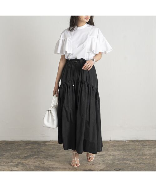 EUCLAID / エウクレイド ミニ・ひざ丈スカート | 撥水タフタギャザースカート | 詳細2