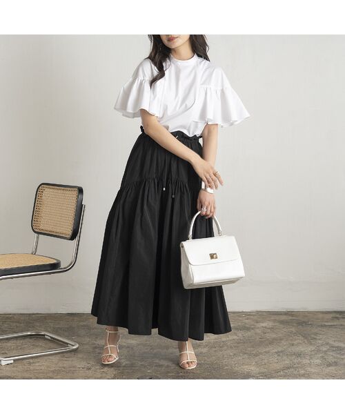 EUCLAID / エウクレイド ミニ・ひざ丈スカート | 撥水タフタギャザースカート | 詳細3