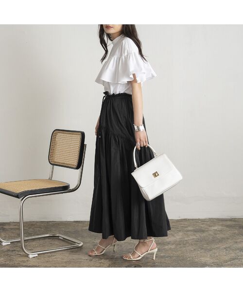 EUCLAID / エウクレイド ミニ・ひざ丈スカート | 撥水タフタギャザースカート | 詳細4