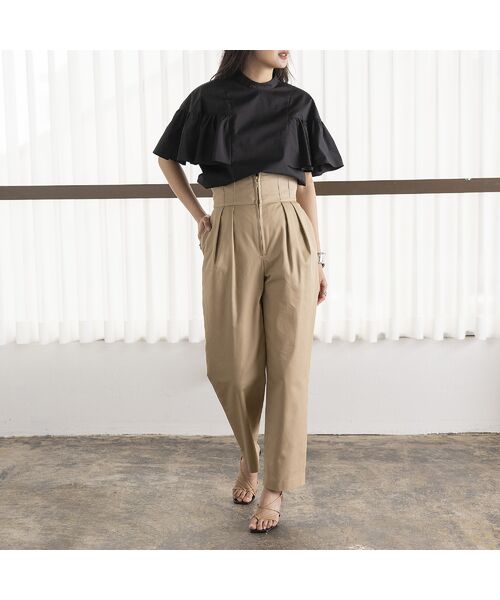 EUCLAID / エウクレイド その他パンツ | ハイウエスト撥水タックパンツ | 詳細1