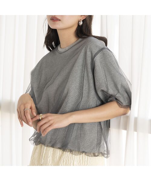 EUCLAID / エウクレイド カットソー | 【雑誌掲載】チュールレイヤードスウェットＴシャツ | 詳細5