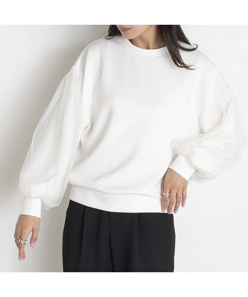 EUCLAID / エウクレイド カットソー | 【雑誌掲載】チュールスリーブプルオーバー | 詳細1