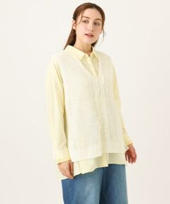 eur3 / エウルキューブ シャツ・ブラウス | 【大きいサイズ】レイヤード風ドロップショルダーシャツ