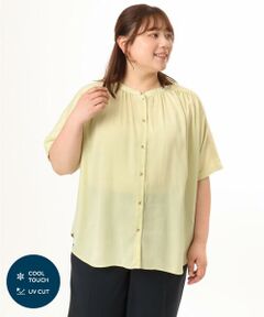 eur3 / エウルキューブ シャツ・ブラウス | 【大きいサイズ/a.v.v×eur3】【接触冷感/UVカット】サテンギャザーブラウス