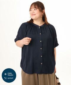 eur3 / エウルキューブ シャツ・ブラウス | 【大きいサイズ/a.v.v×eur3】【接触冷感/UVカット】サテンギャザーブラウス